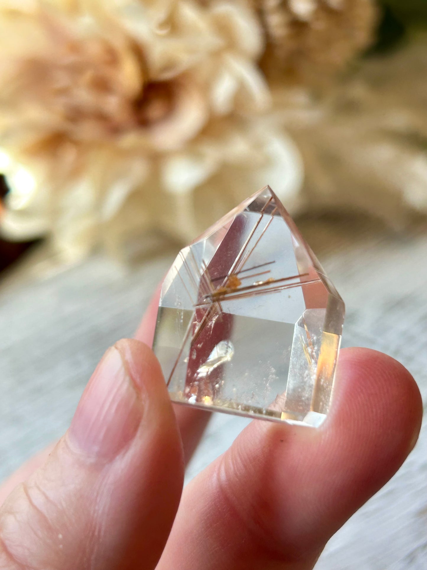 High grade Mini Rutilated Quartz with clear natural Quartz and fine Rutile needle inclusions.