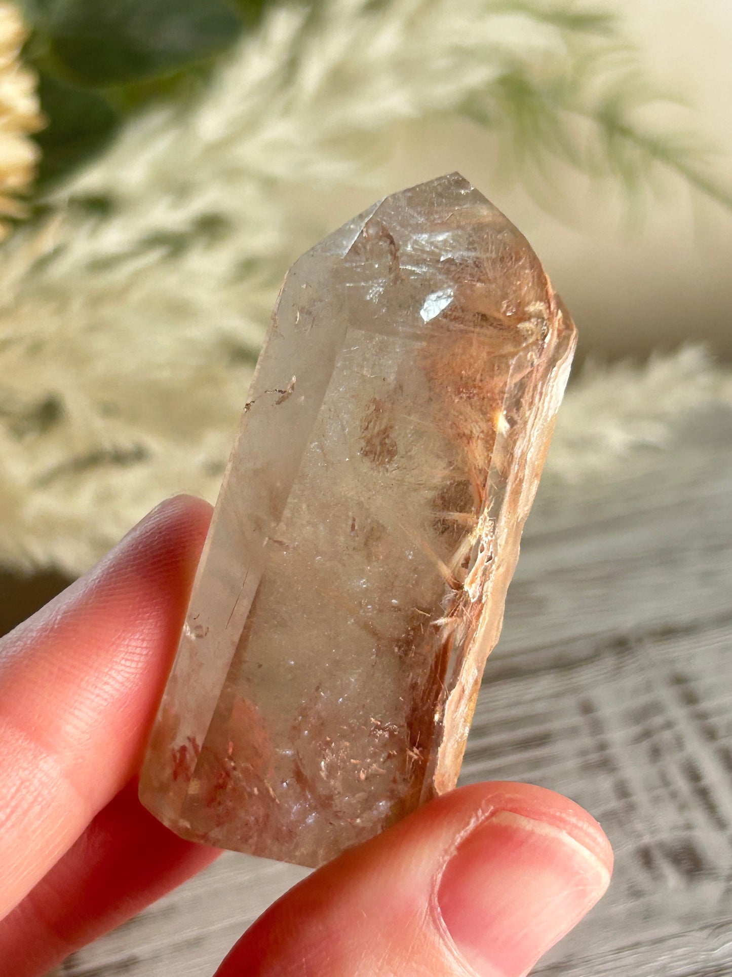 Rutilated Quartz Tower – Angel Hair Rutile - Rose Gold Threads - Semi Polished