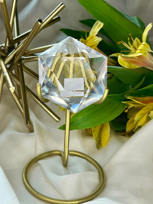 Faceted Hexagon with gold stand