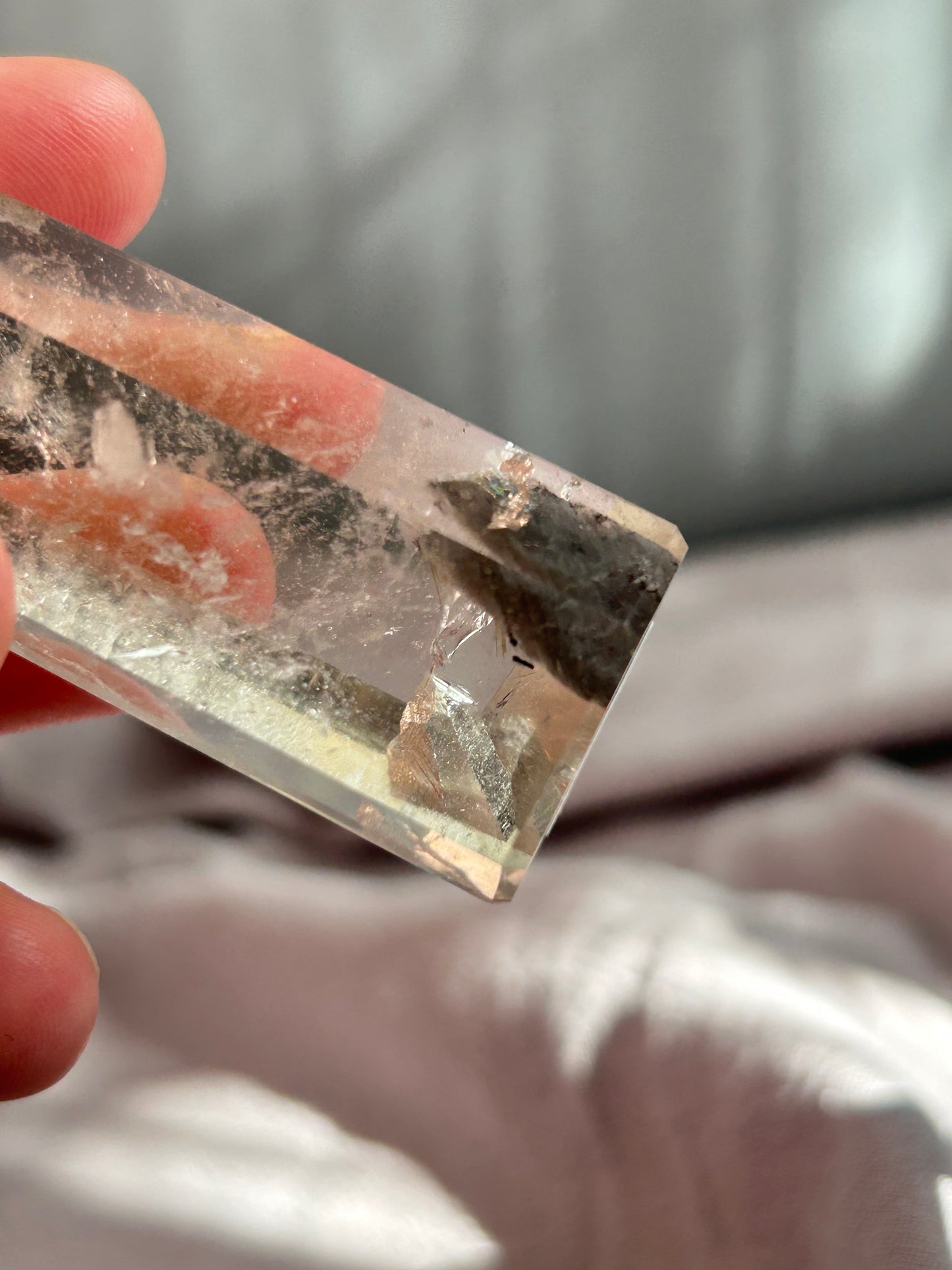 Grey Phantom Quartz Tower – Brazilian Phantom Crystal for Grounding, Renewal & Reflection | With Penetrator