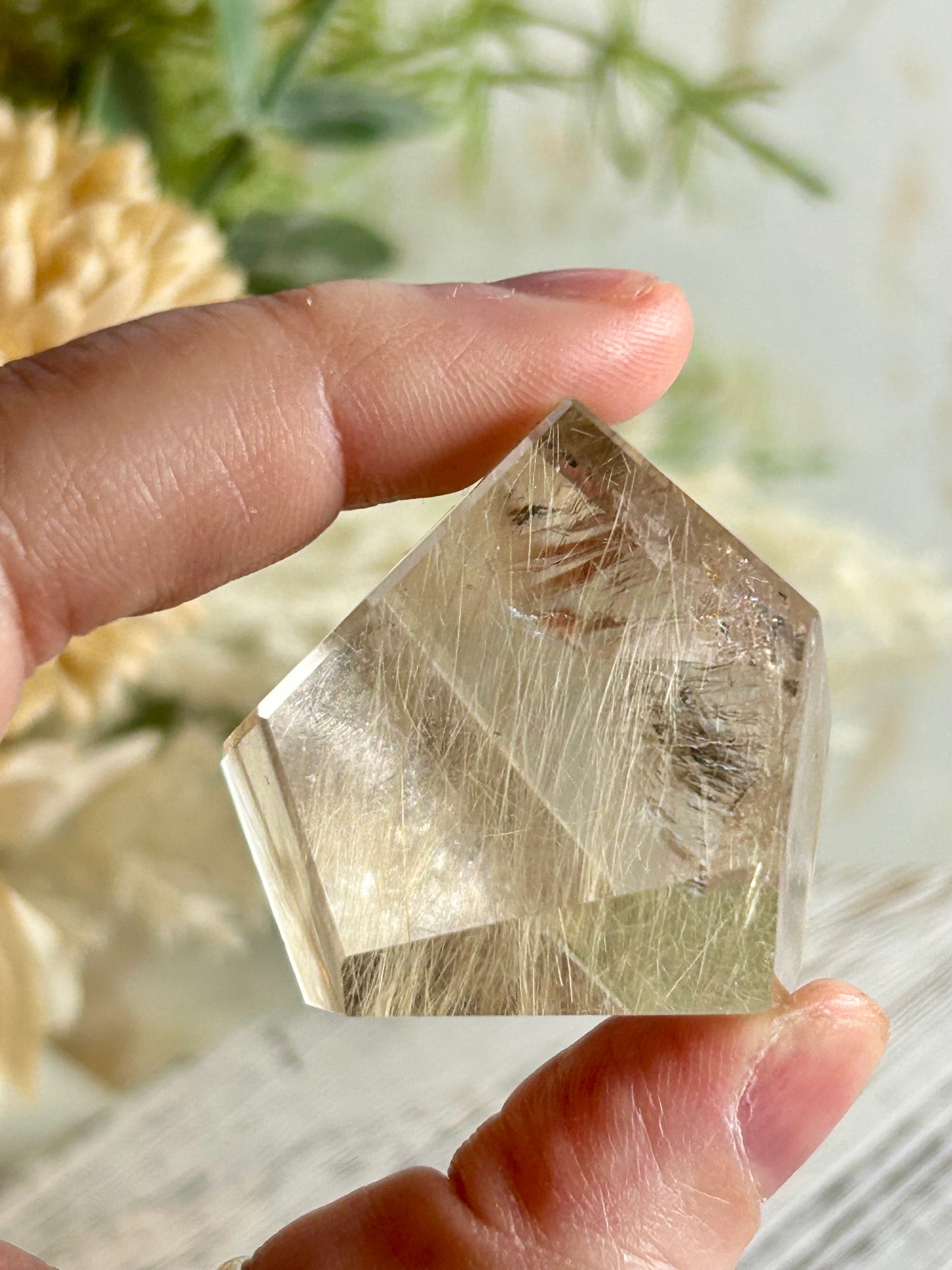 Rutilated Quartz Freeform – Angel Hair Rutile - Gold Threads