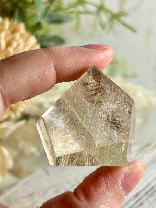 Rutilated Quartz Freeform – Angel Hair Rutile - Gold Threads