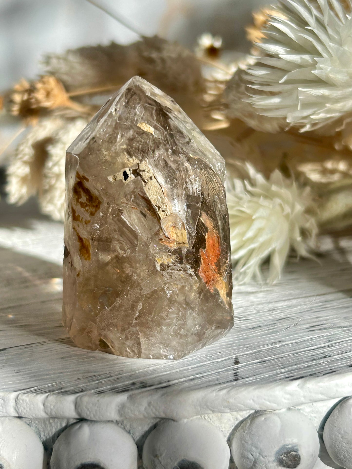 Polished Elestial Quartz point – Ancient Wisdom Encased in Light