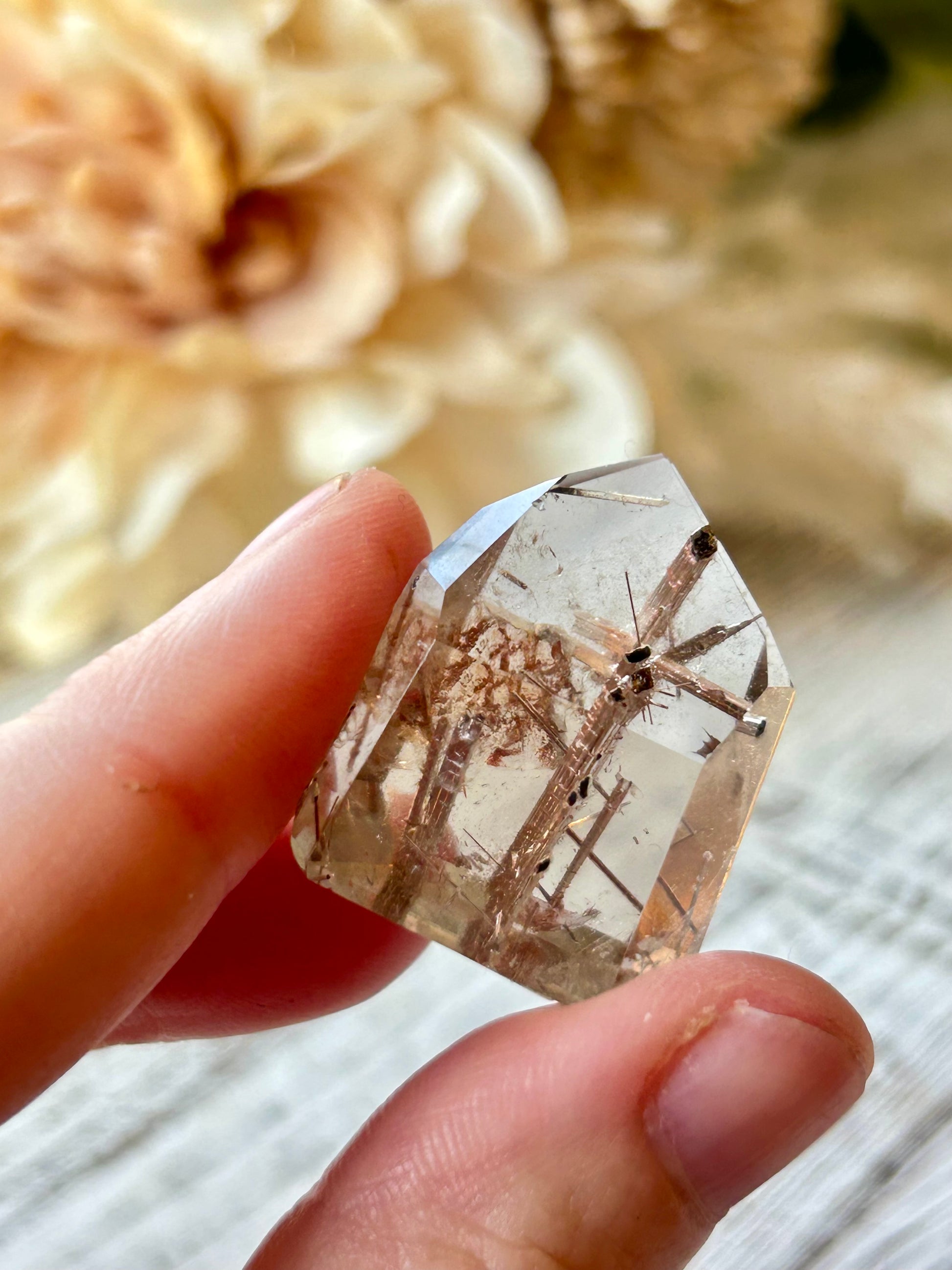 High grade Mini Rutilated Quartz with clear natural Quartz and fine Rutile needle inclusions.
