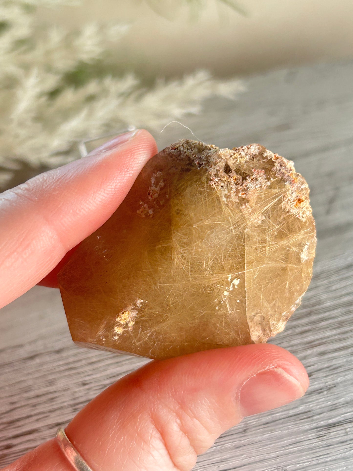 Rutilated Quartz Tower – Angel Hair Rutile - Gold Threads - Semi Polished - Stand Included