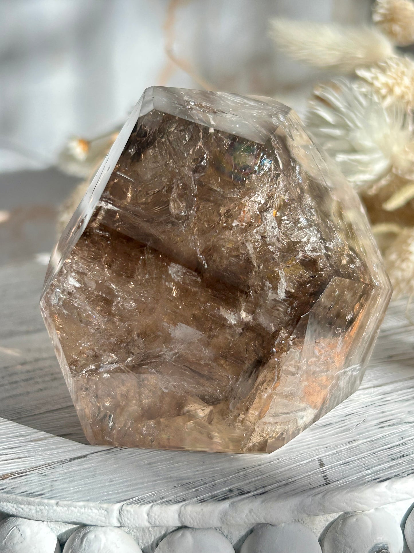 Statement Polished Elestial Quartz Freeform – Ancient Wisdom Encased in Light