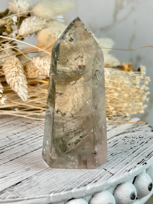 Unique Prasiolite crystal from Brazil, metaphysical healing stone