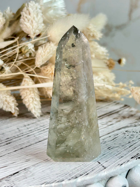 Unique Prasiolite crystal from Brazil, metaphysical healing stone