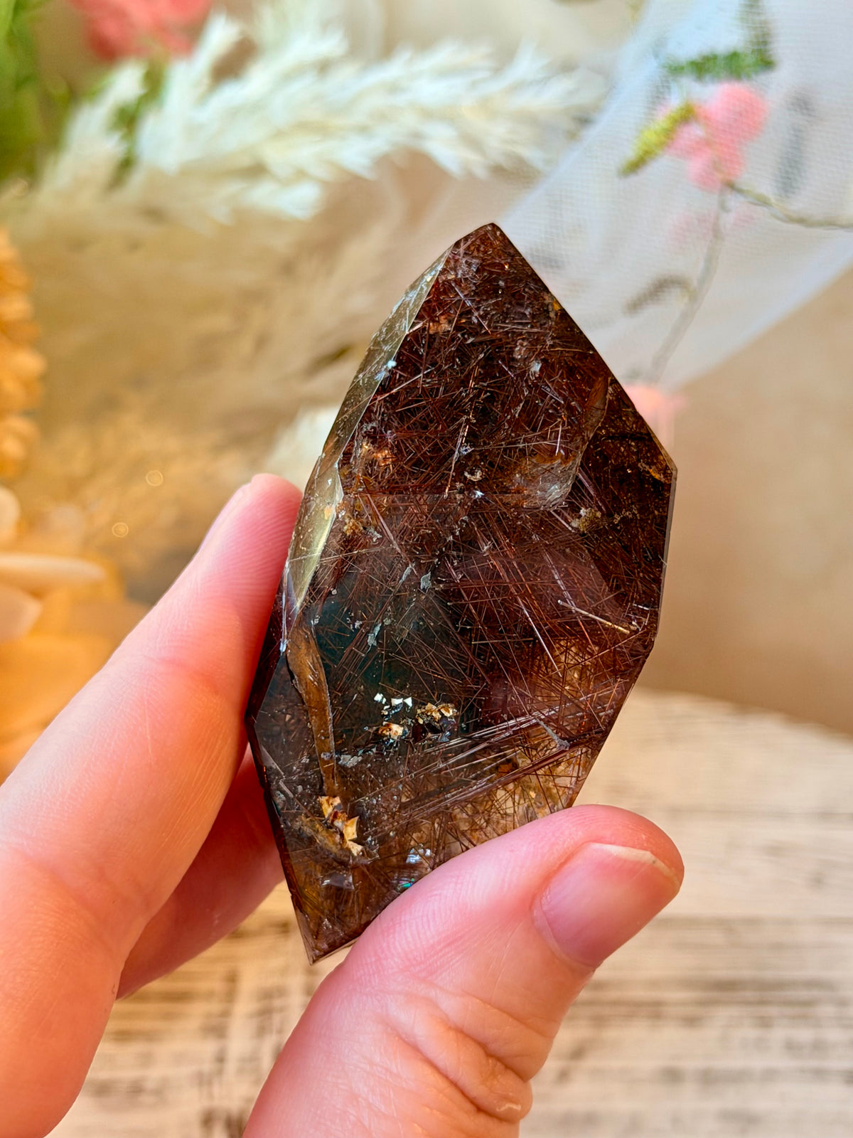 Semi Polished High Grade Rutilated Quartz | Natural Rutile Crystal