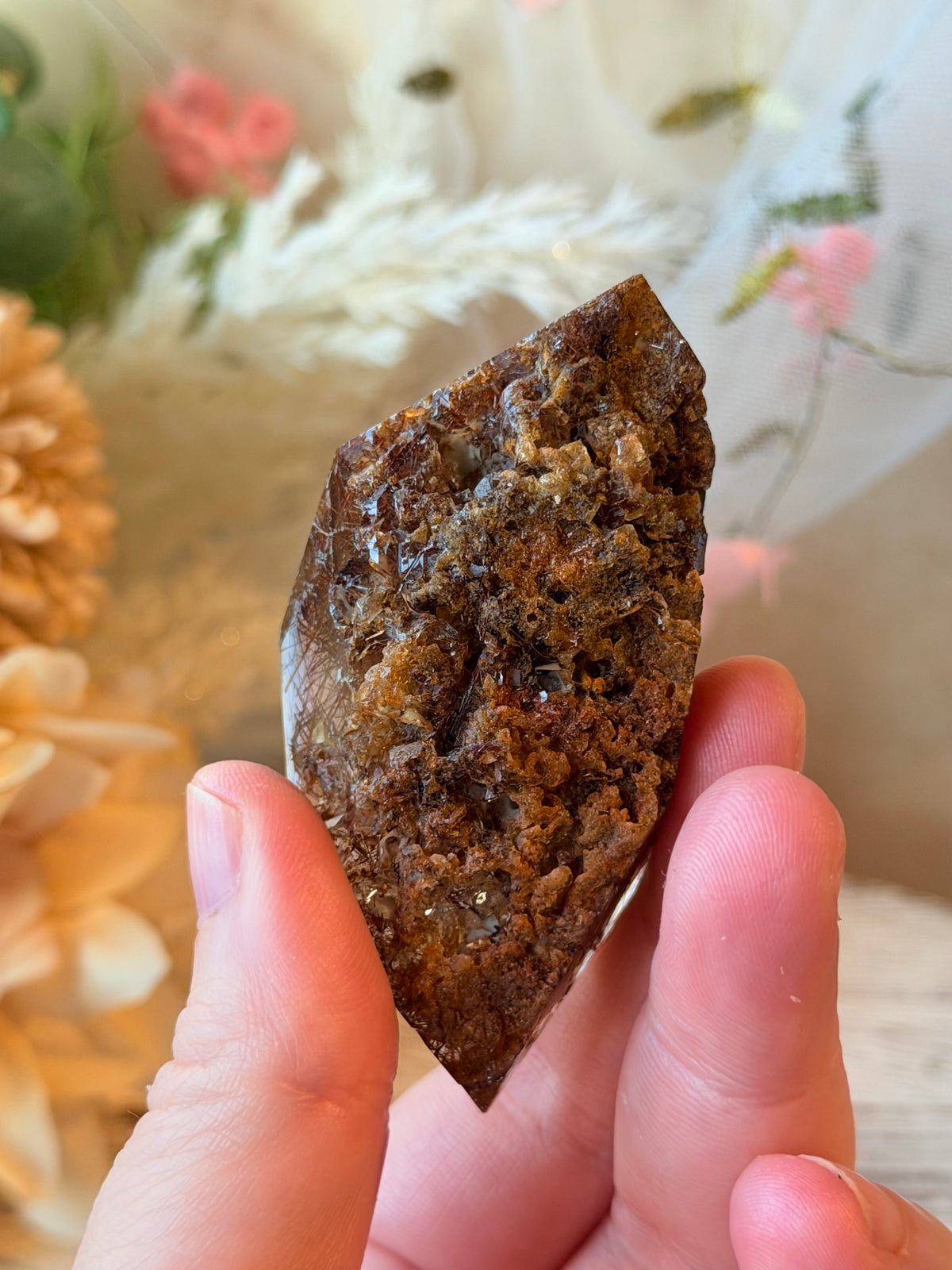 Semi Polished High Grade Rutilated Quartz | Natural Rutile Crystal