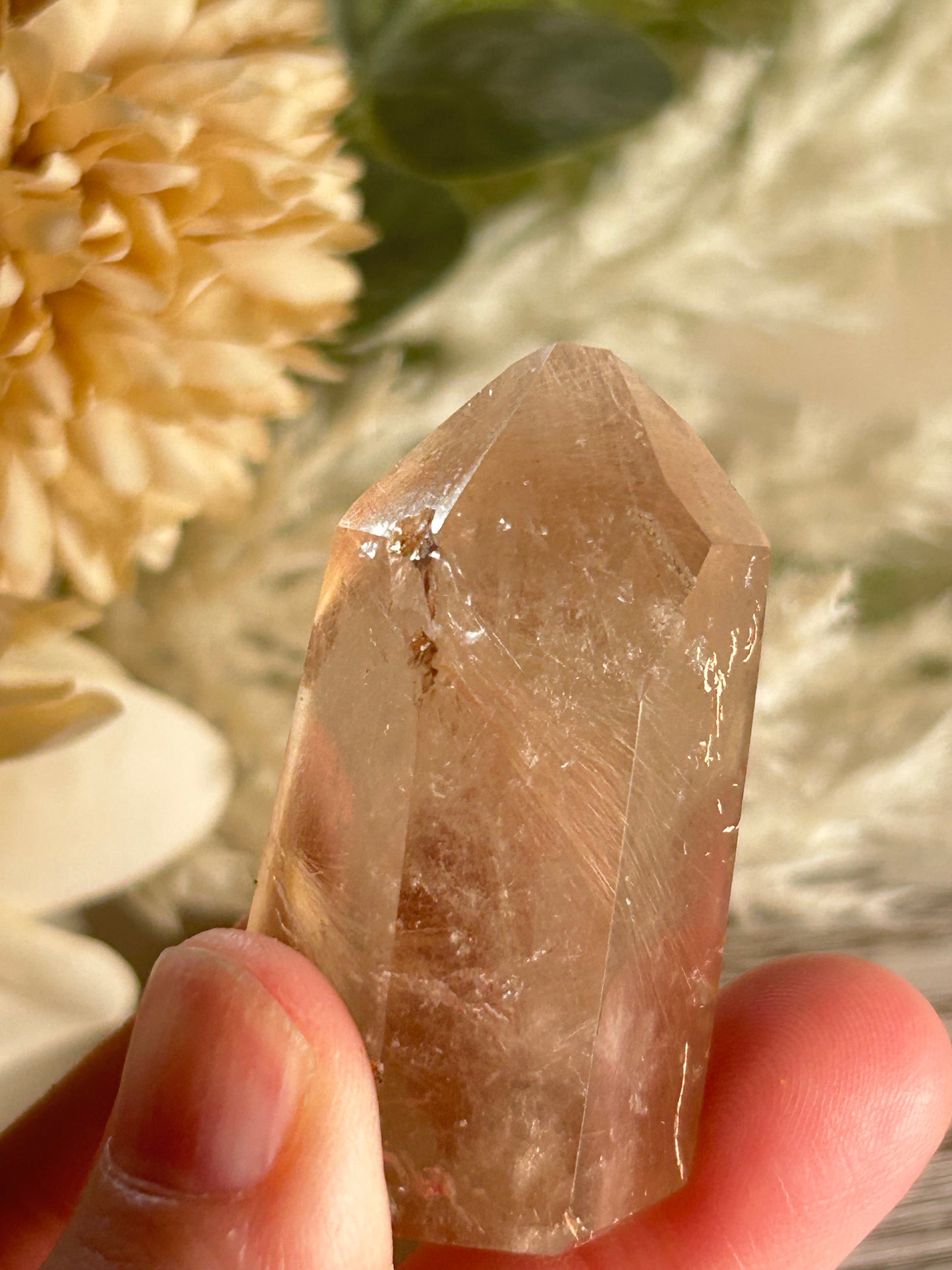 Rutilated Quartz Tower – Angel Hair Rutile - Rose Gold Threads - Semi Polished