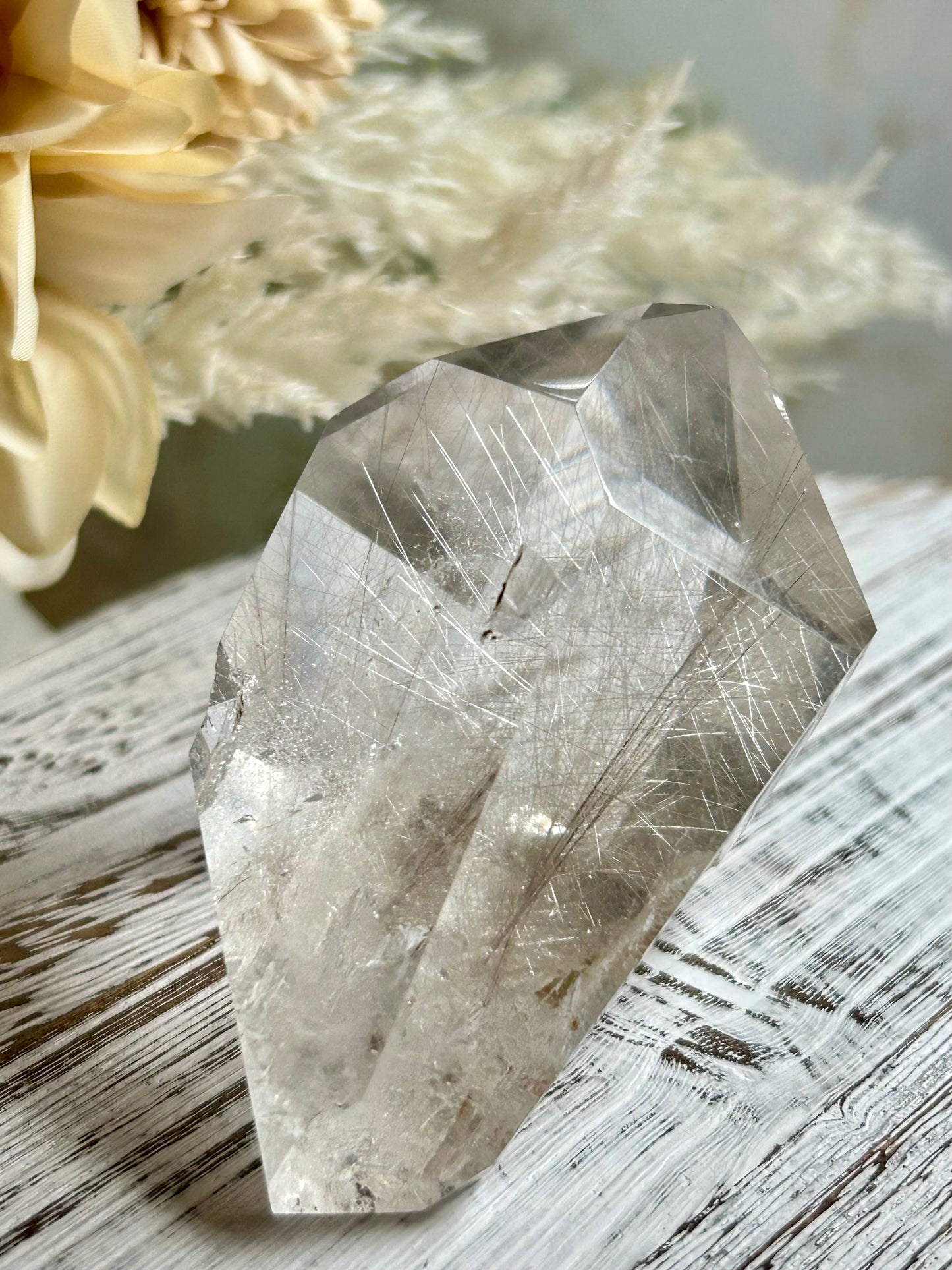 Rutilated Quartz Freeform – Shooting Star Rutile - Silver Threads - Semi Polished