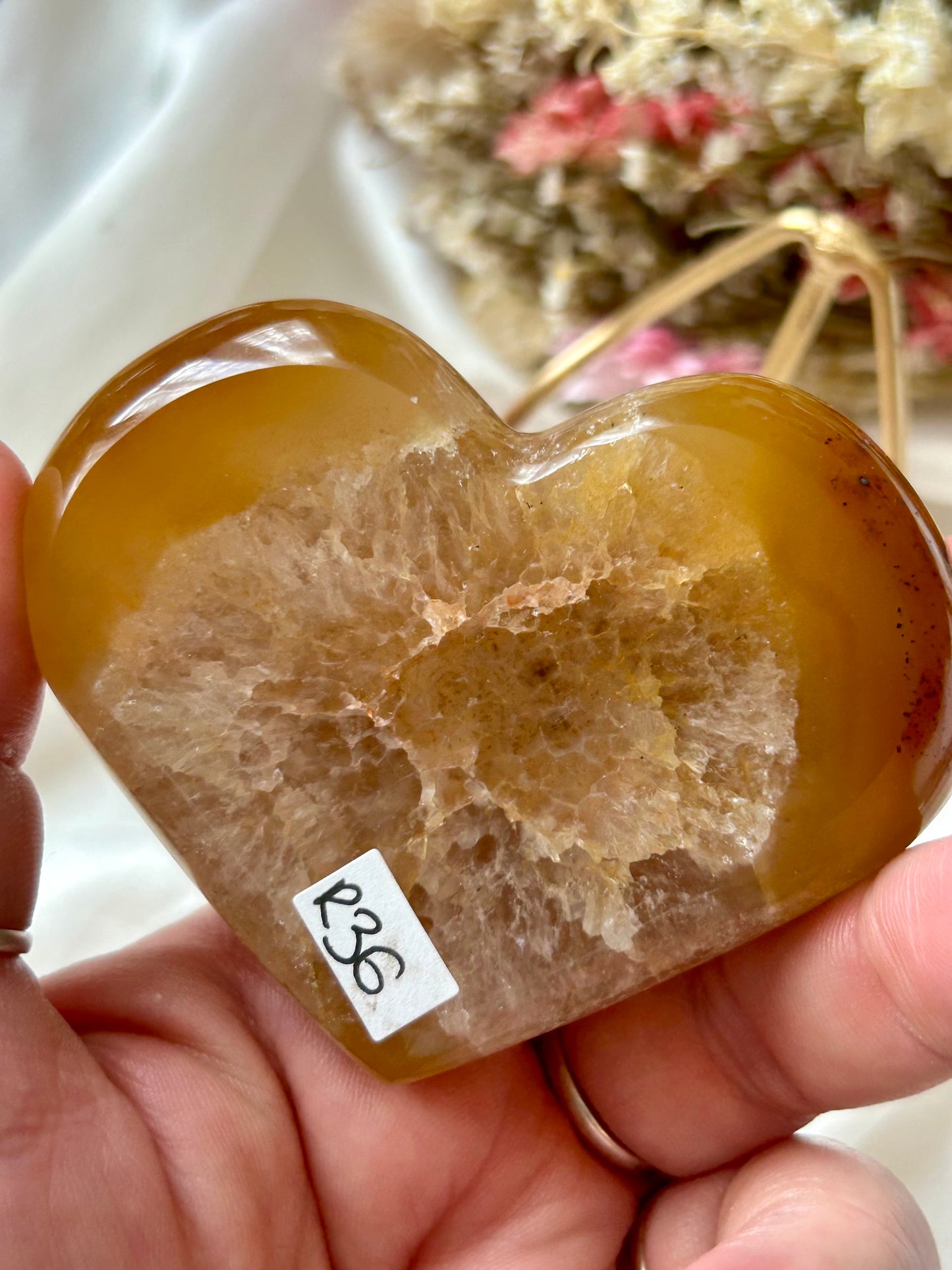 Agate Heart with gold stand