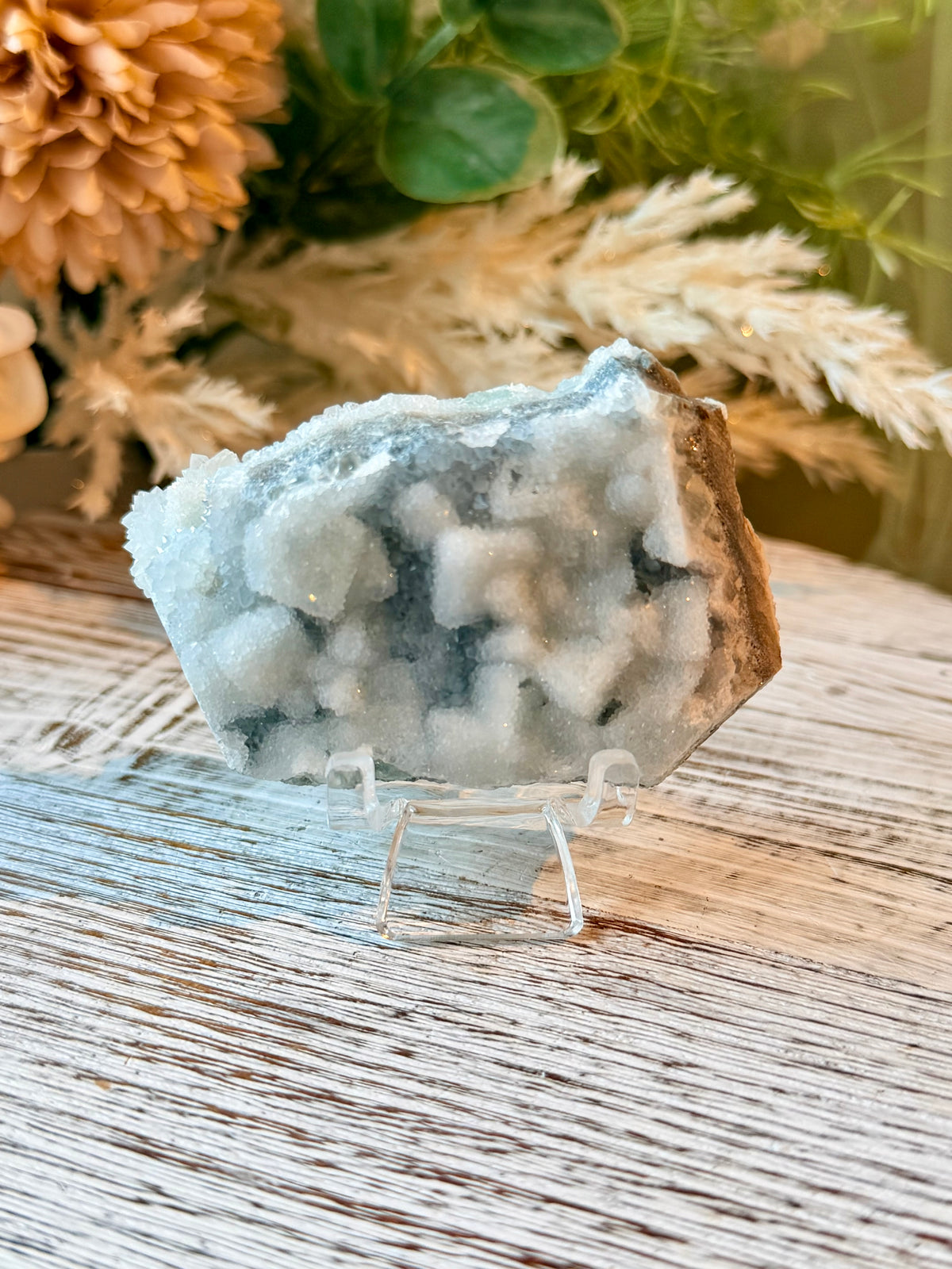 Green Sugar Fluorite Cluster - Double Sided - Stand Included