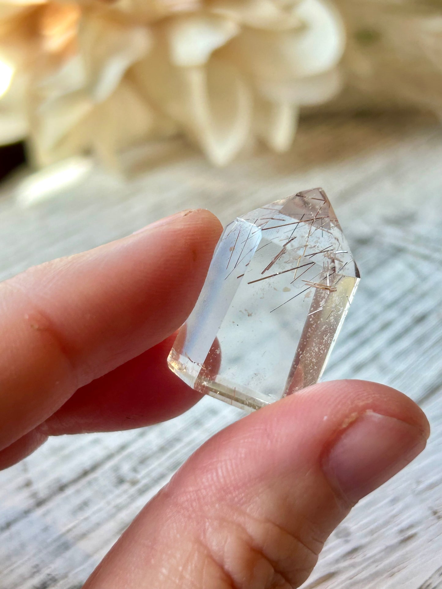 High grade Mini Rutilated Quartz with clear natural Quartz and fine Rutile needle inclusions.