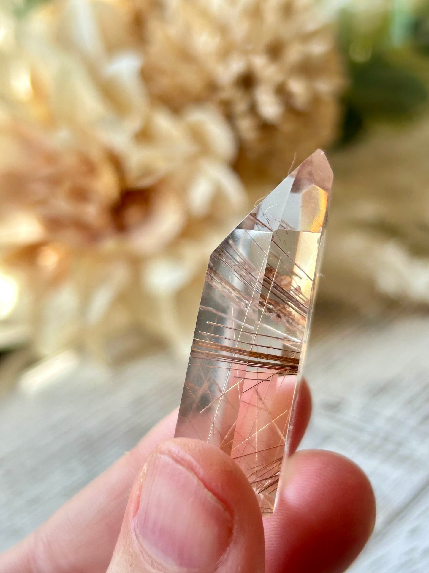 High grade Mini Rutilated Quartz with clear natural Quartz and fine Rutile needle inclusions.