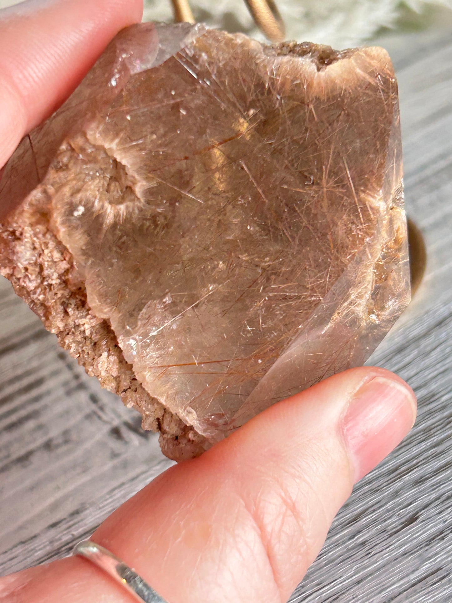 Rutilated Quartz Statement Piece on Stand | Natural Golden Rutile Inclusions | One of a Kind Display Crystal