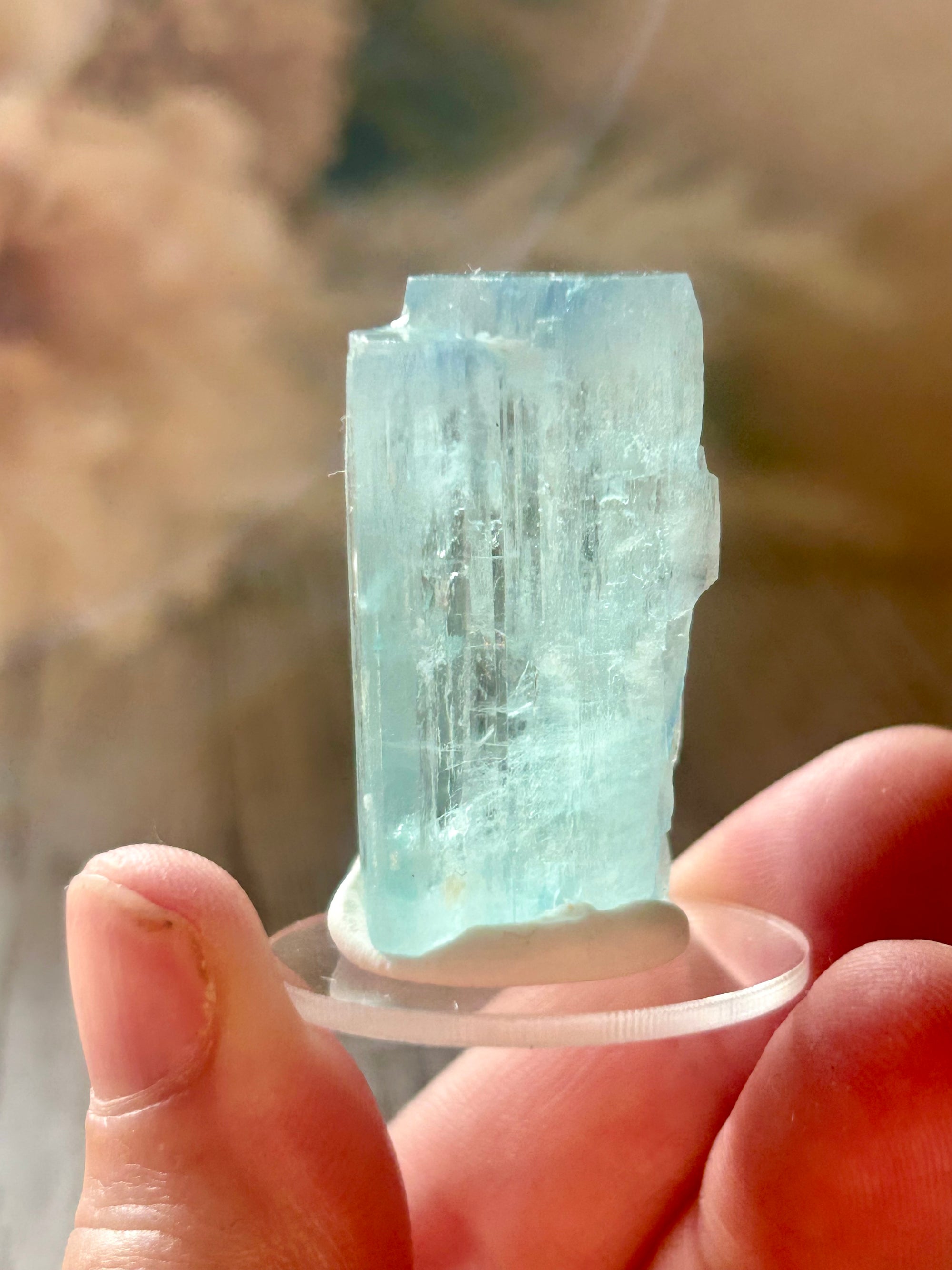 Natural Aquamarine rods from Pakistan with soft blue crystal formations and elongated natural growth.