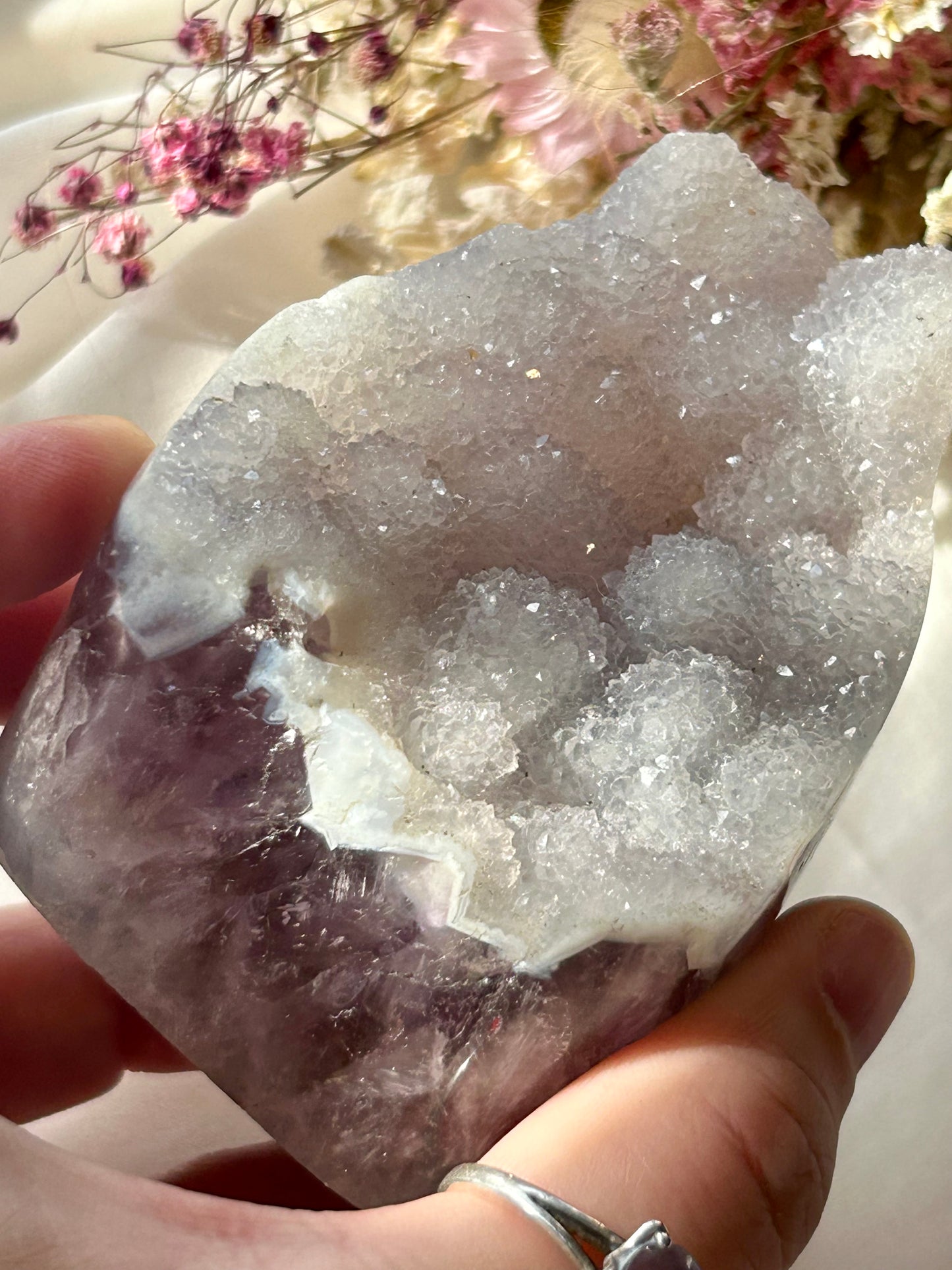 Snow capped Rainbow Amethyst with Amethyst and Agate banding