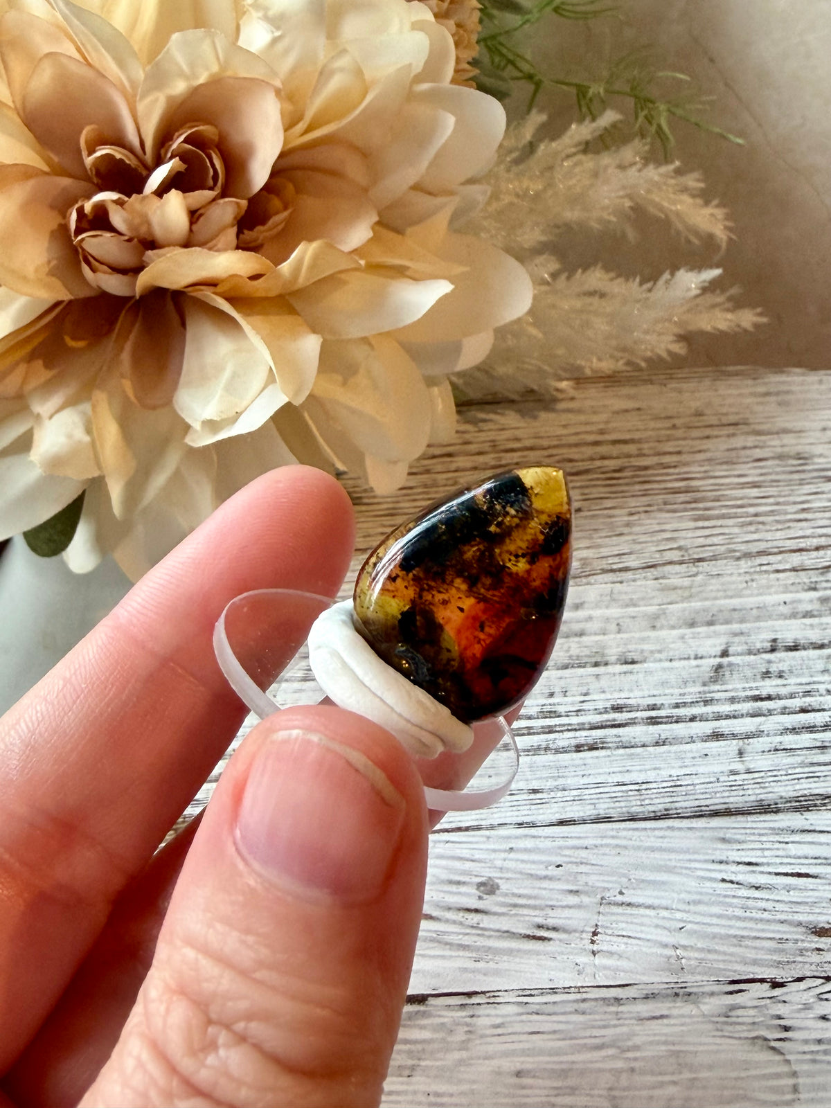 Natural Chiapas Amber Cabochon | Mexico | With Base