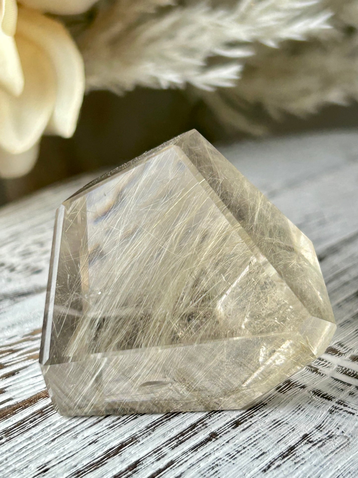 Rutilated Quartz Freeform – Angel Hair Rutile - Gold Threads