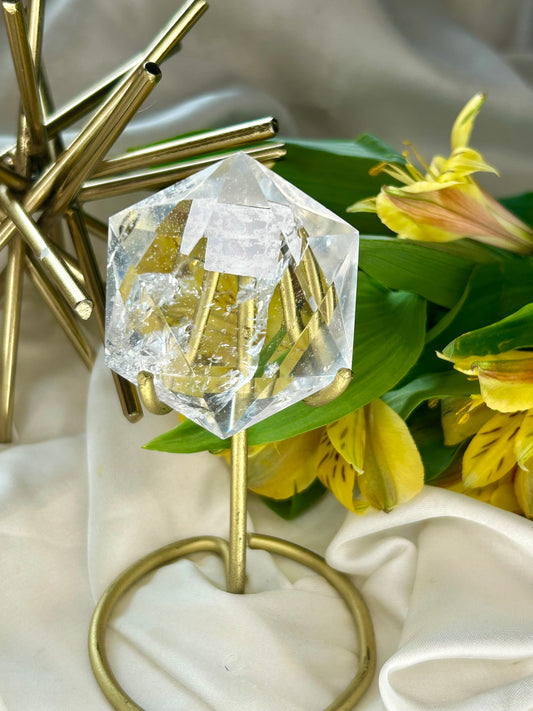 Faceted Hexagon with gold stand