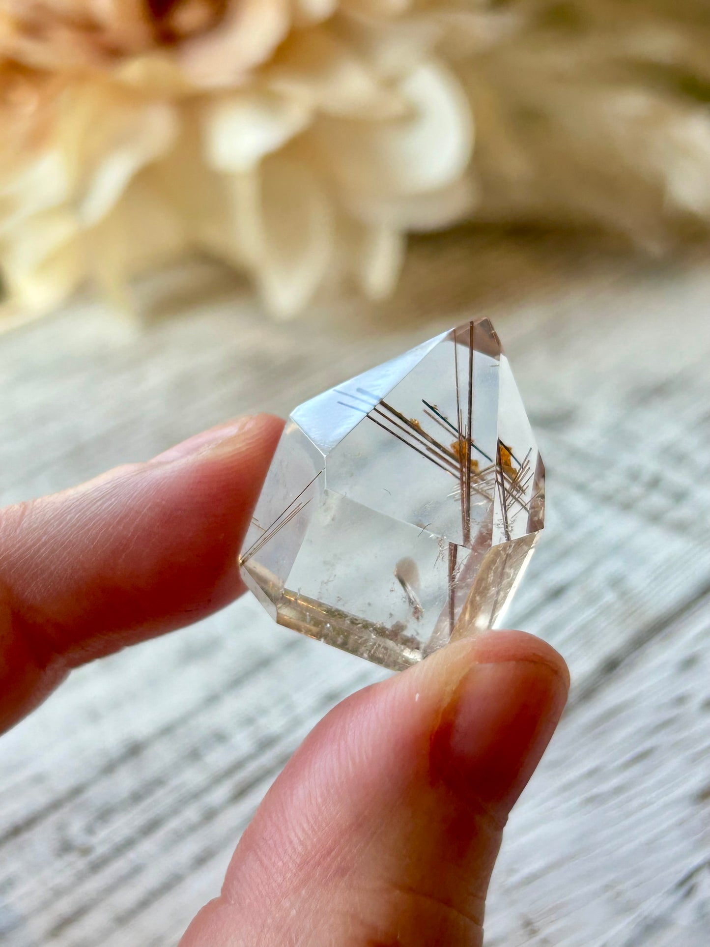 High grade Mini Rutilated Quartz with clear natural Quartz and fine Rutile needle inclusions.
