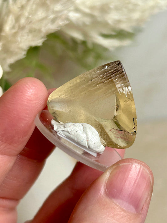 46 Carat Faceted Citrine cab – Golden Clarity With Natural Phantom Inclusions