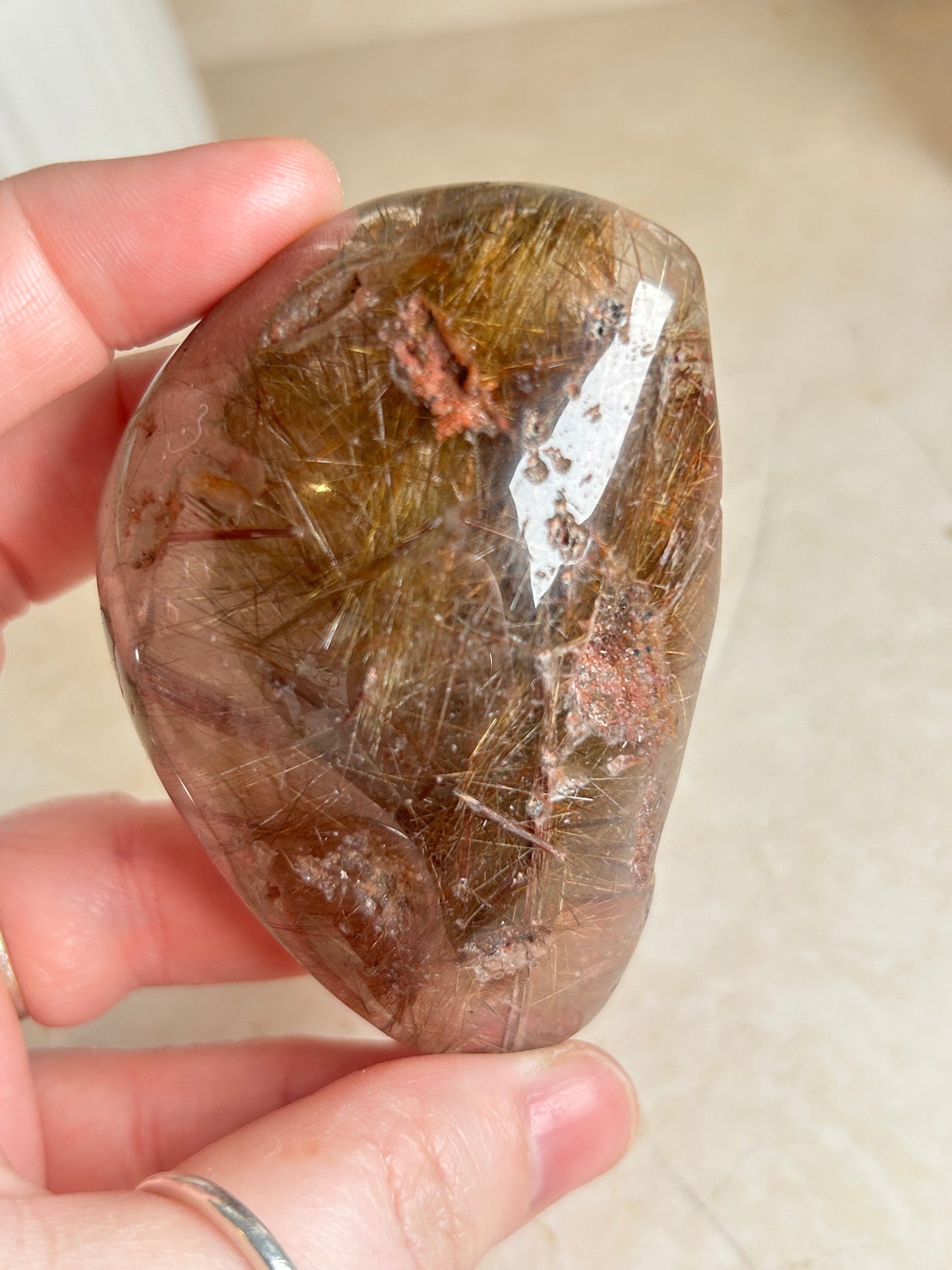 Rutilated Quartz Freeform – Golden Rutile with Natural Matrix & Druzy