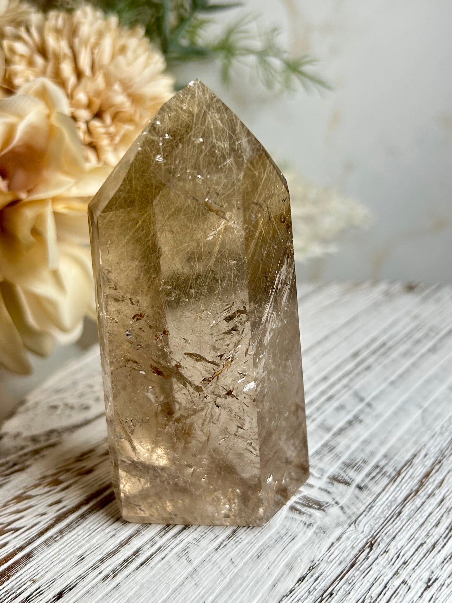 Rutilated Quartz Tower – Shooting Star Rutile - Gold Threads | Smokey/Citrine