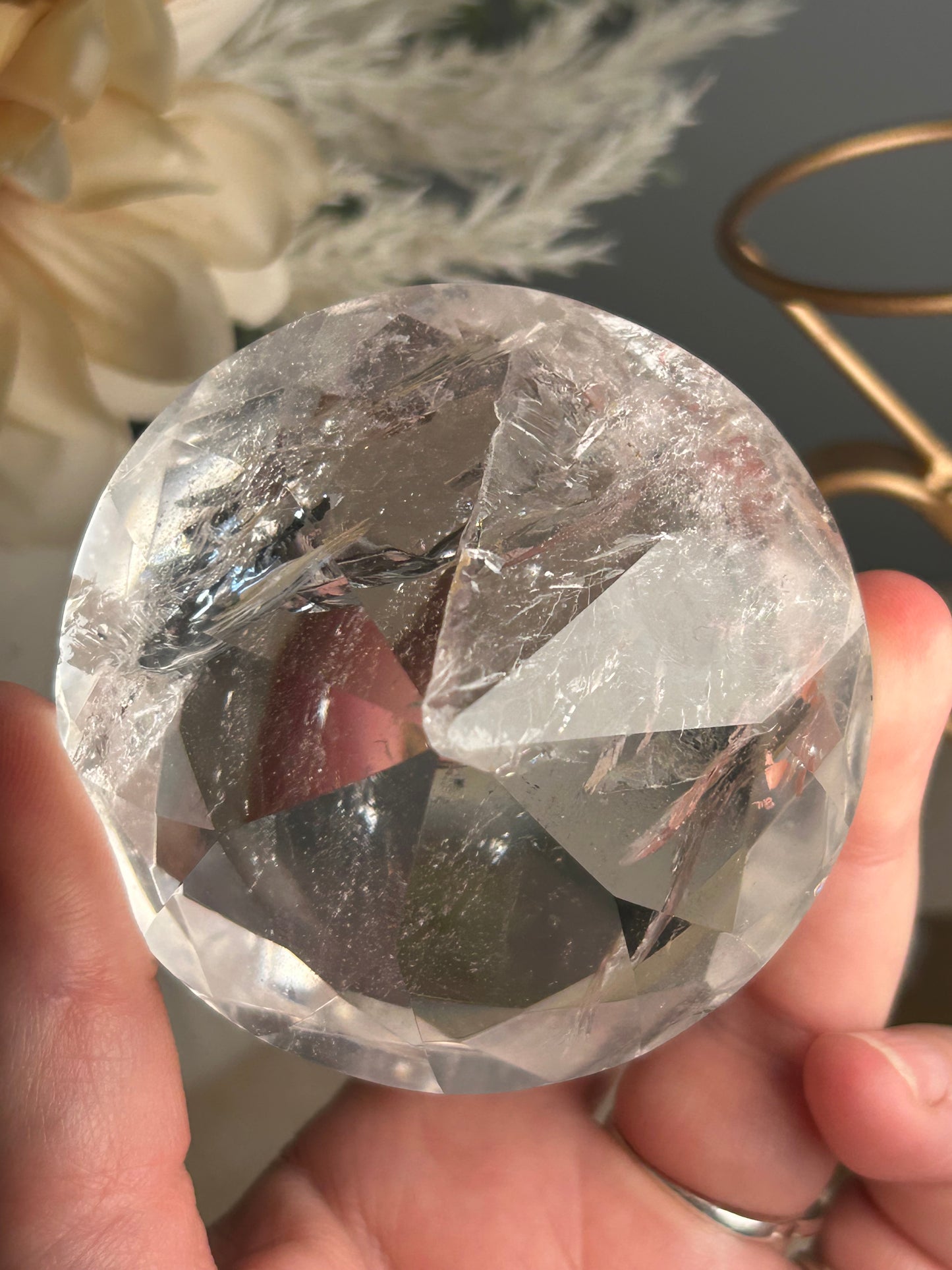 Faceted Clear Quartz Display Crystal on Custom Stand – Natural Quartz Piece