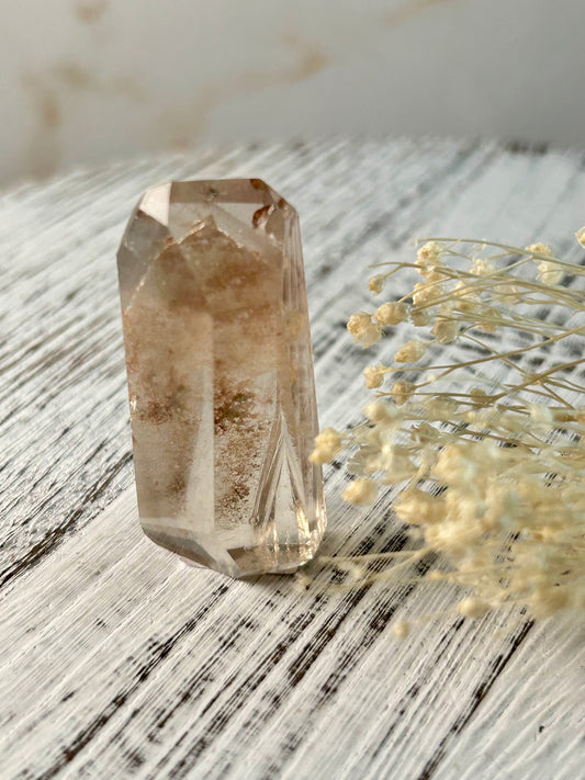 Phantom Garden Quartz stone, high-quality polished point