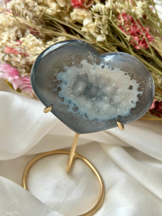 Agate Heart with gold stand