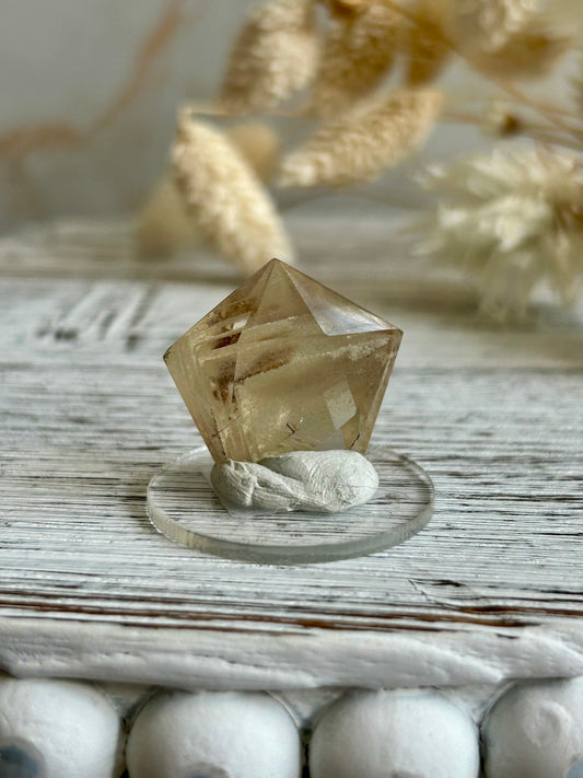 31 Carat Faceted Citrine cab – Golden Clarity With Natural Inclusions