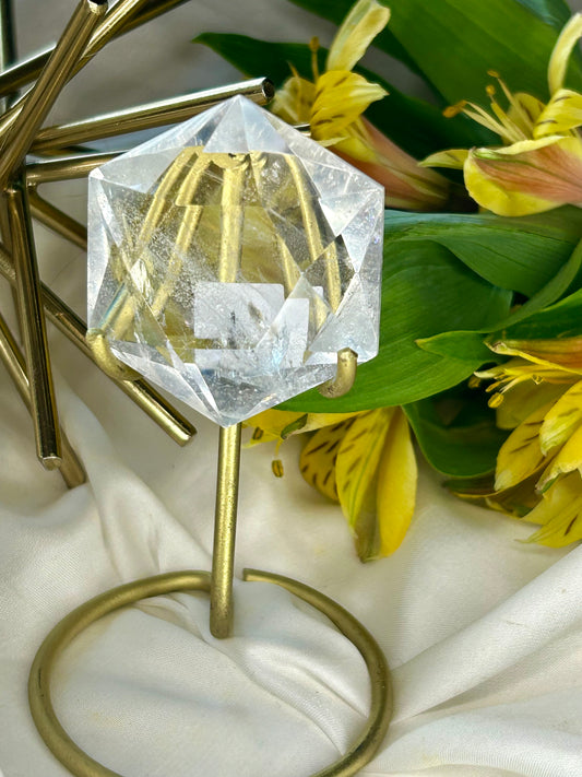 Faceted Hexagon with gold stand