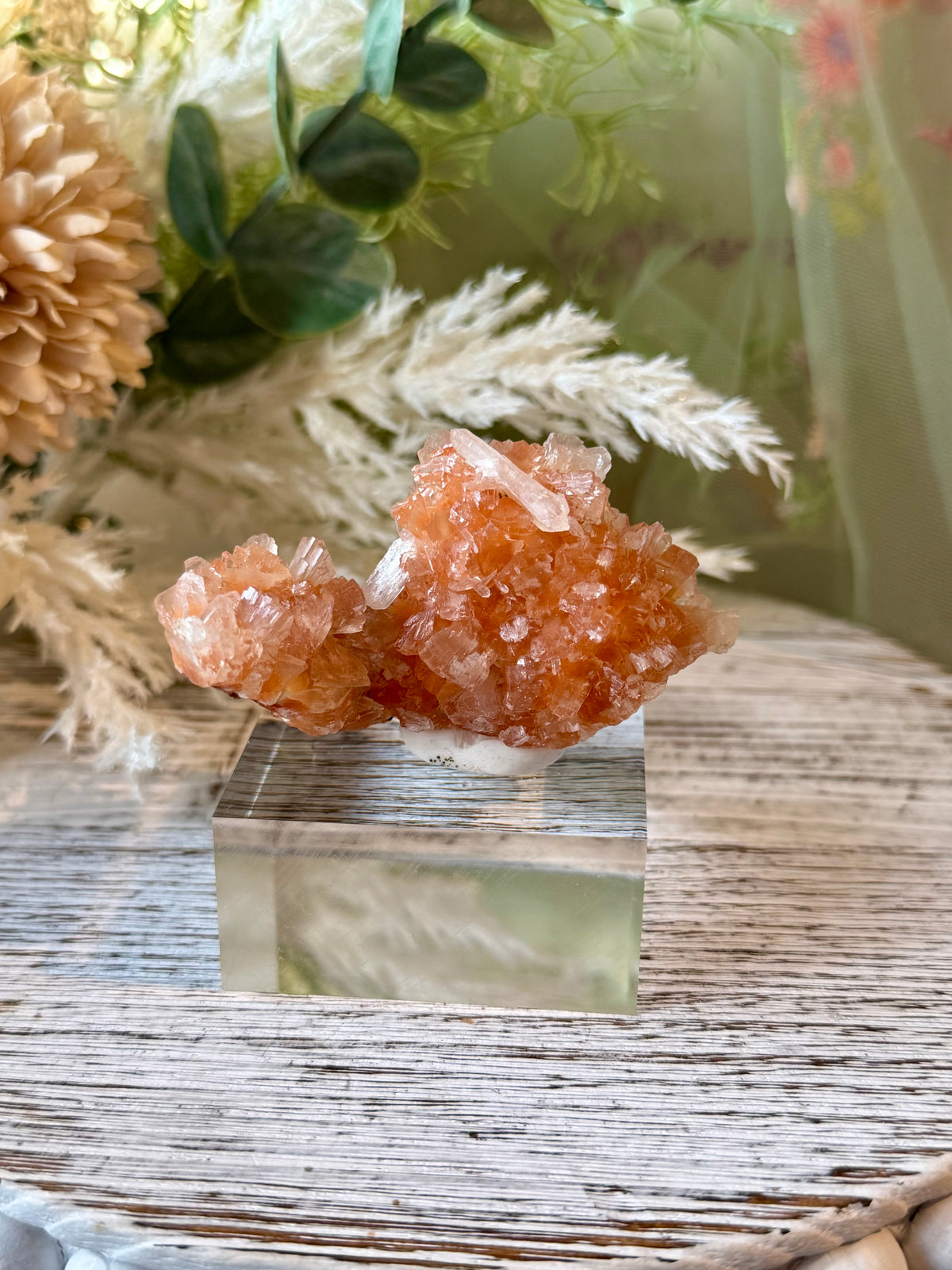 Natural Chalcedony with Stellerite and Heulandite featuring intricate zeolite crystal formations and unique mineral growth.