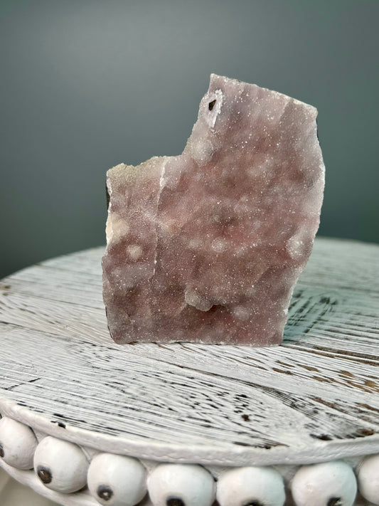 Grey Chalcedony specimen with layered colour growth and gentle shimmer