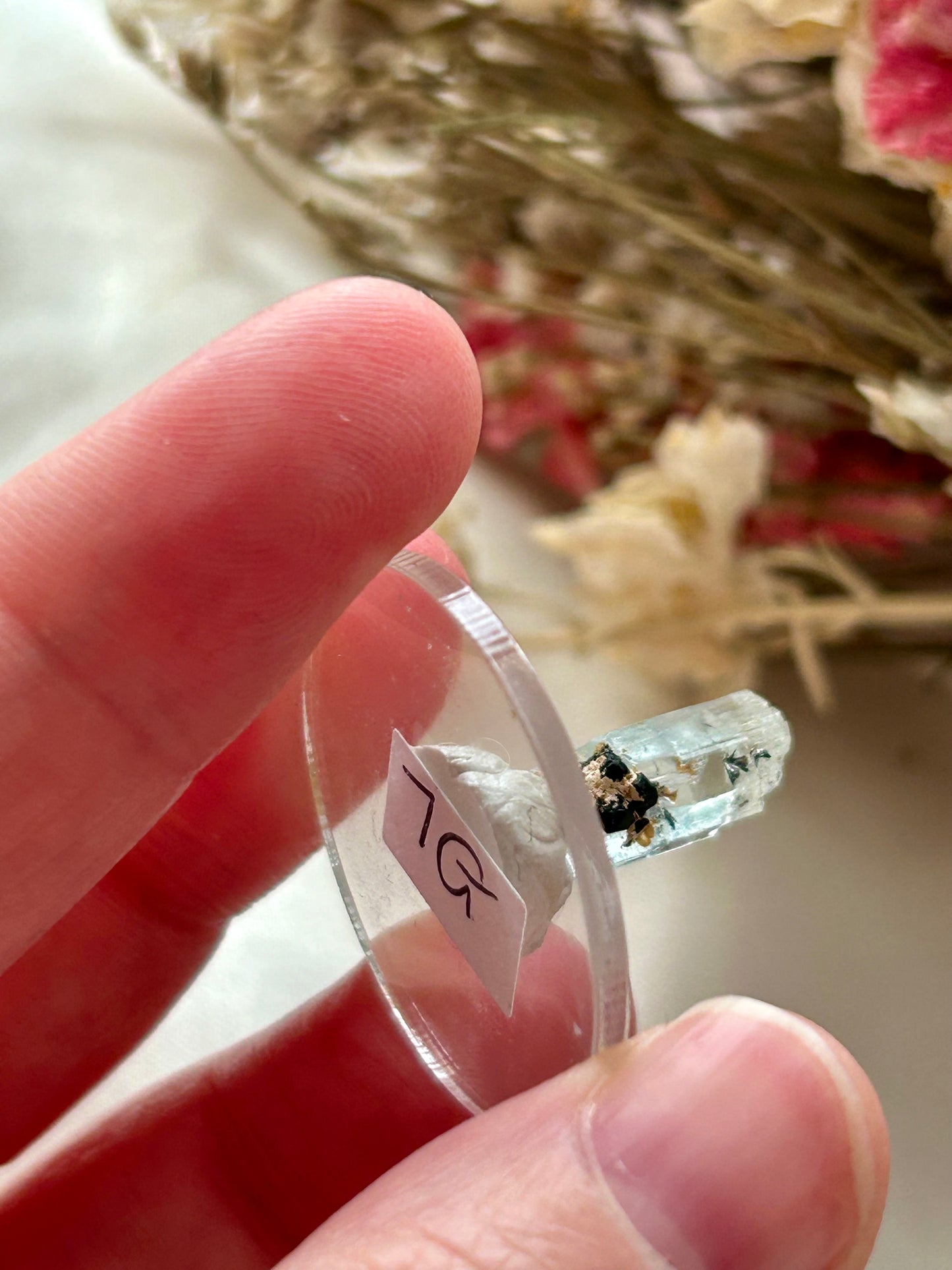 Aquamarine with black rutile (tourmaline)