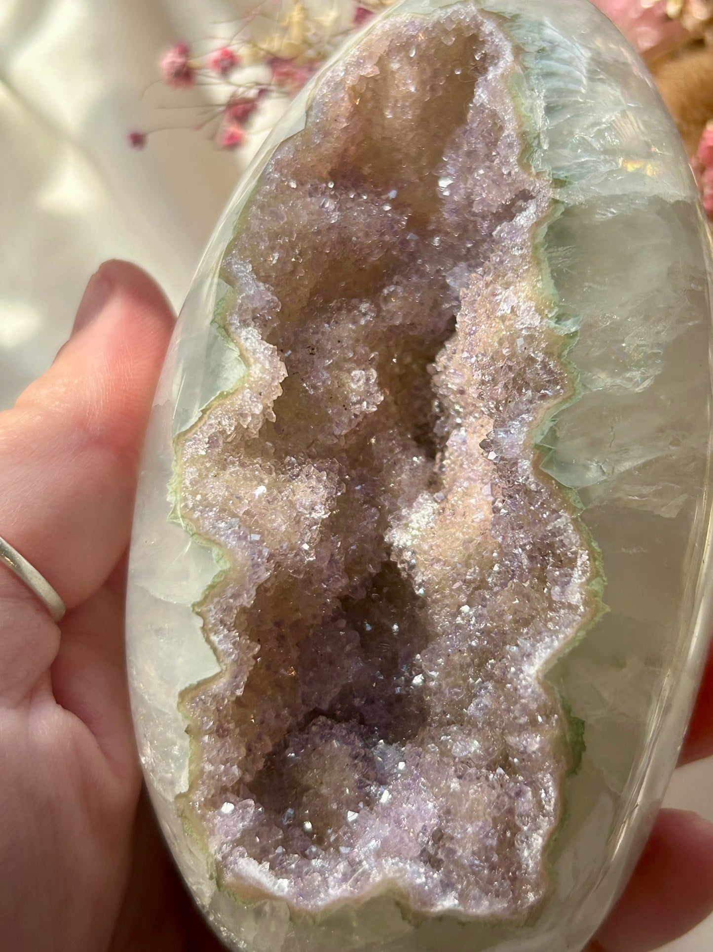 Rainbow Amethyst with Quartz freeform - self standing