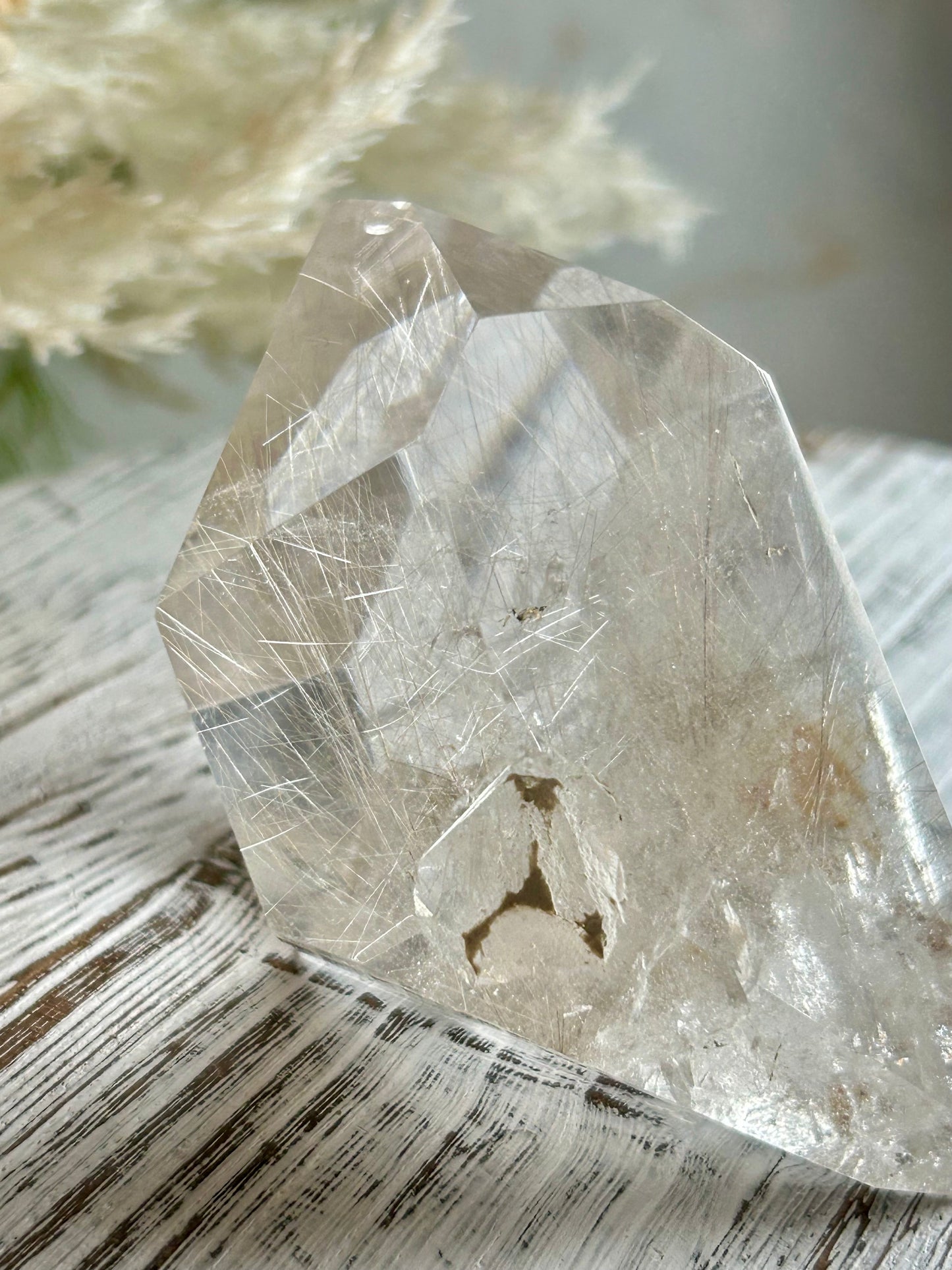 Rutilated Quartz Freeform – Shooting Star Rutile - Silver Threads - Semi Polished