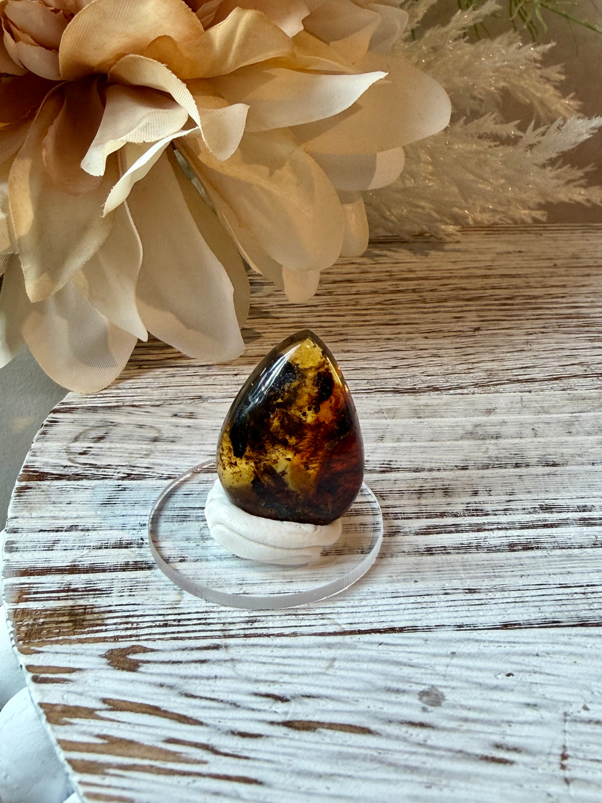 Natural Chiapas Amber Cabochon | Mexico | With Base
