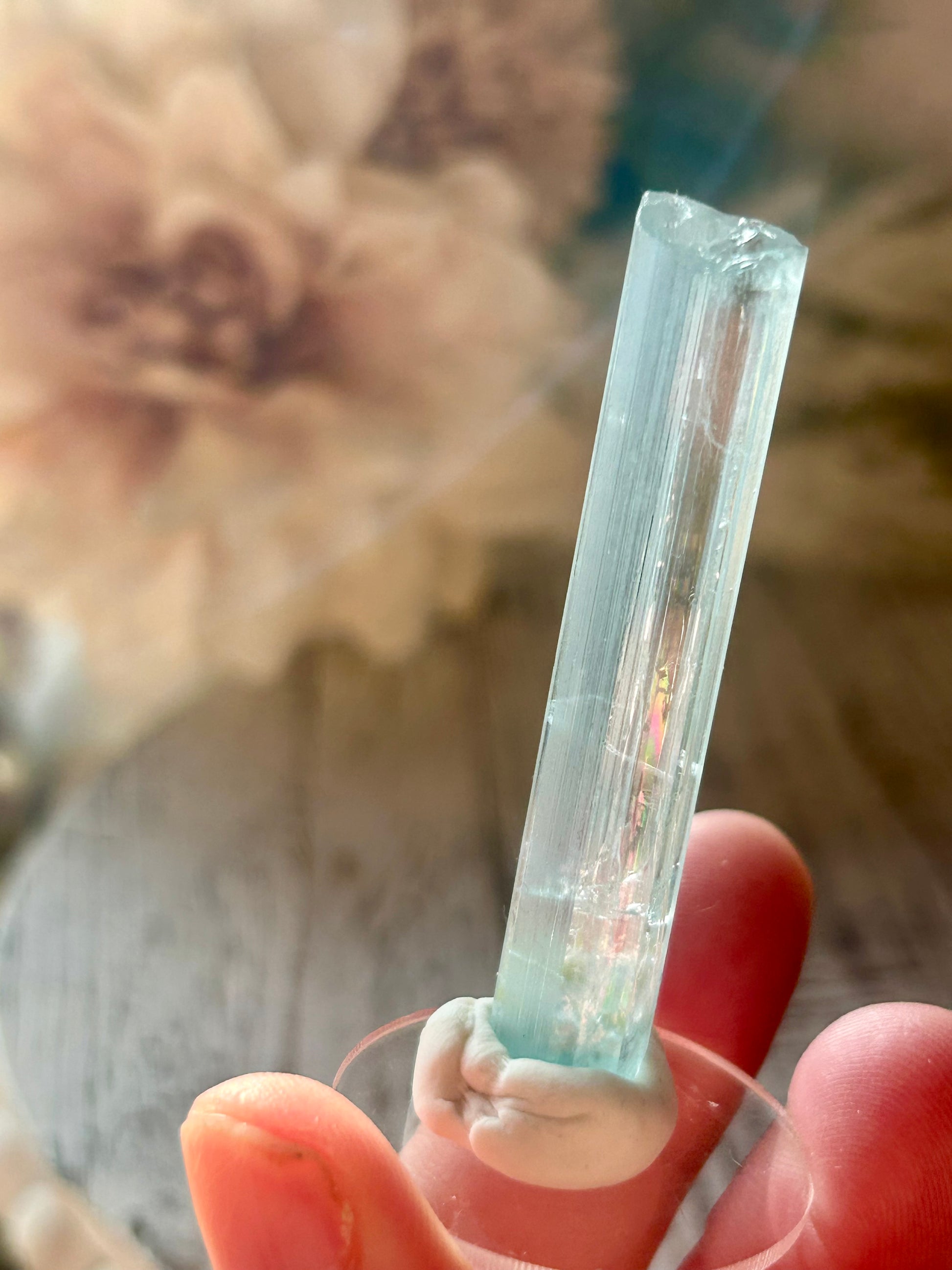 Natural Aquamarine rods from Pakistan with soft blue crystal formations and elongated natural growth.