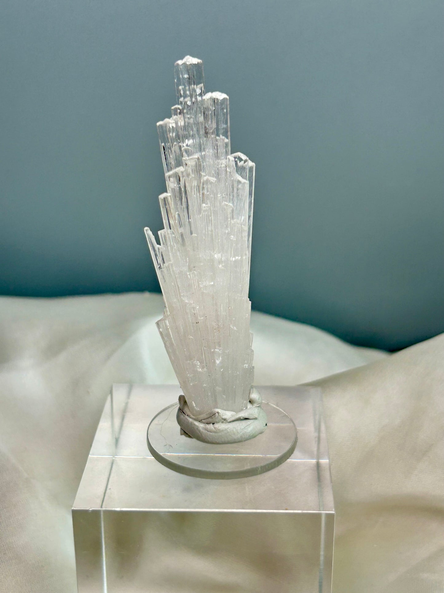 Scolecite Spray with Golden Calcite Nodules — High Grade Indian Mineral Cluster