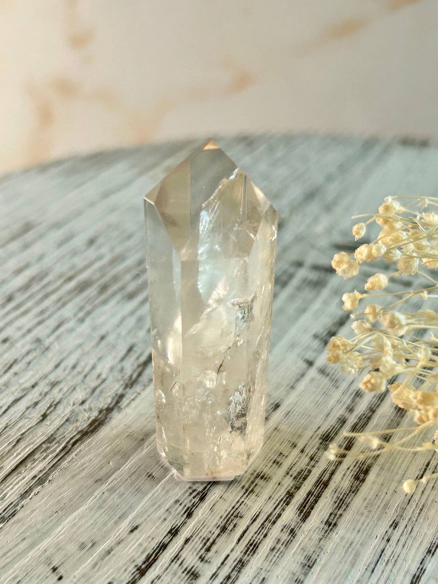 Phantom Garden Quartz stone, high-quality polished point