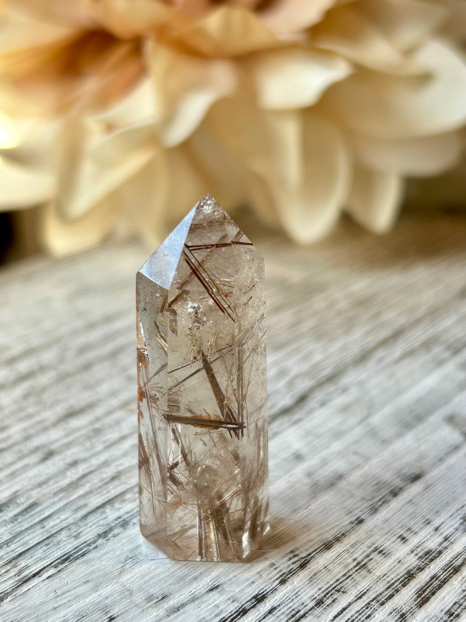 High grade Mini Rutilated Quartz with clear natural Quartz and fine Rutile needle inclusions.