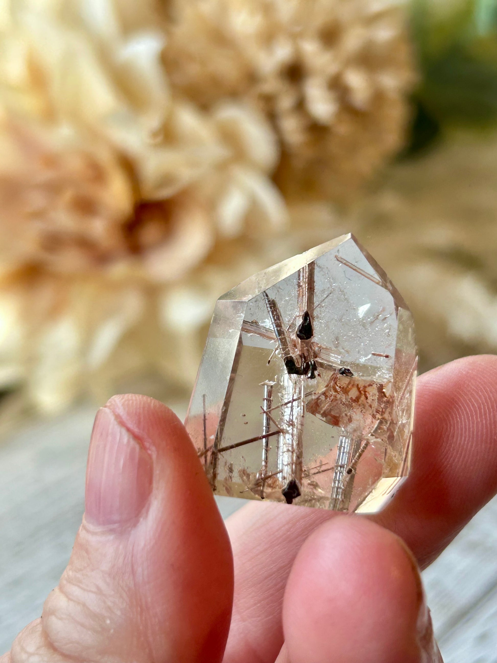 High grade Mini Rutilated Quartz with clear natural Quartz and fine Rutile needle inclusions.