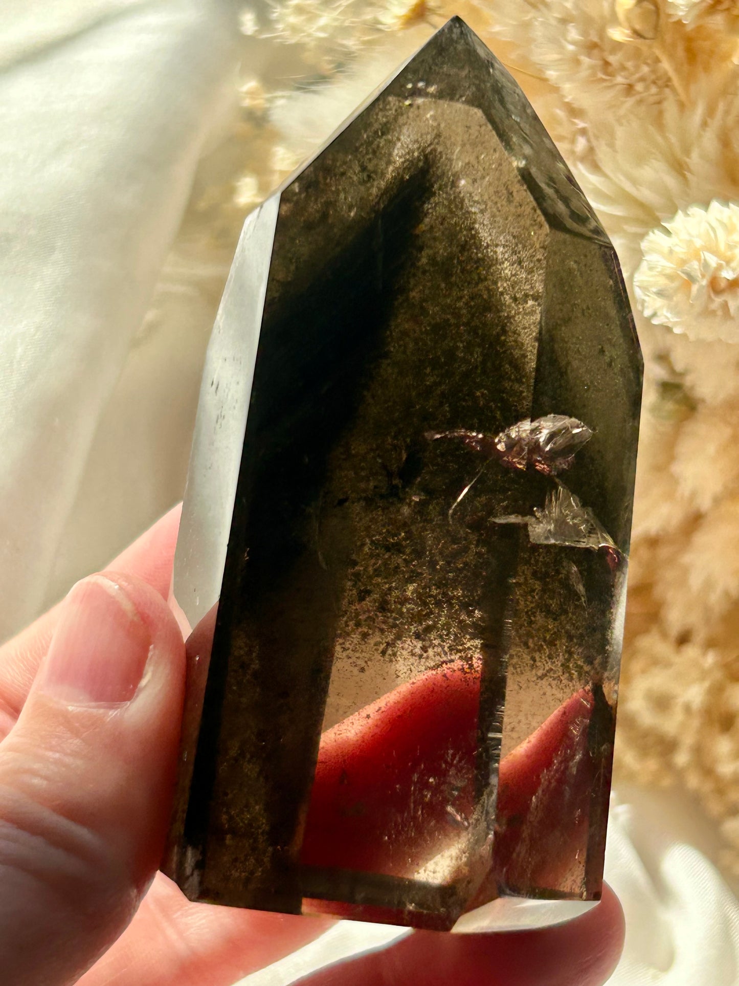 Smokey Quartz Tower with Chlorite Inclusions and Rutile | Grounding + Cleansing Crystal
