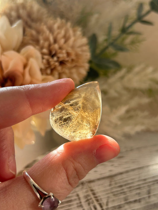 52 Carat Faceted Citrine cab – Golden Clarity With Natural Inclusions