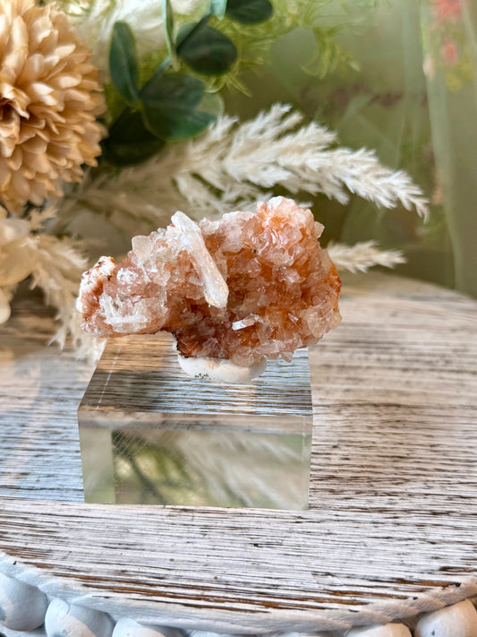 Natural Chalcedony with Stellerite and Heulandite featuring intricate zeolite crystal formations and unique mineral growth.