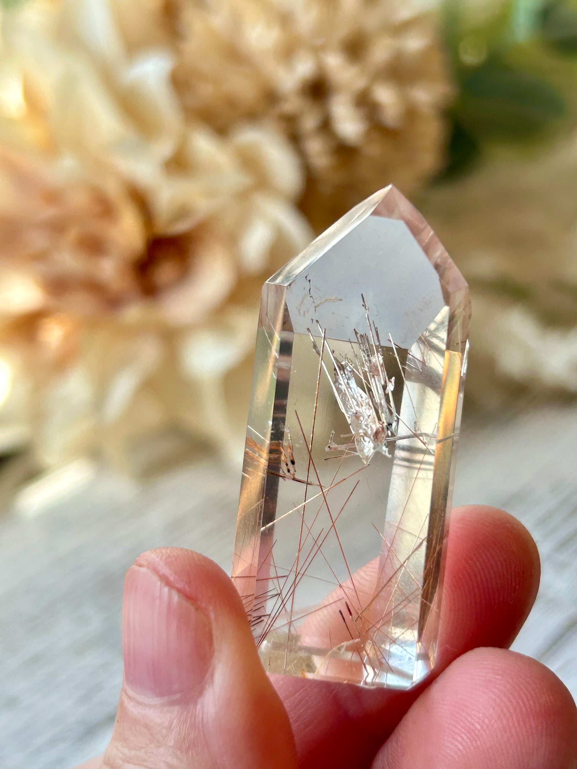 High grade Mini Rutilated Quartz with clear natural Quartz and fine Rutile needle inclusions.